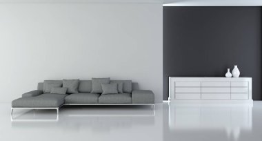 modern parlak iç mekan 3D resimleme