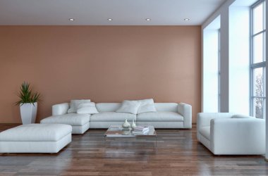 modern parlak iç mekan 3D resimleme