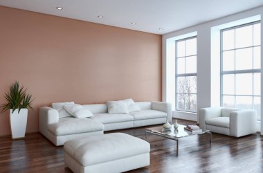 modern parlak iç mekan 3D resimleme