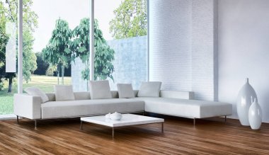 modern parlak iç mekan 3D resimleme