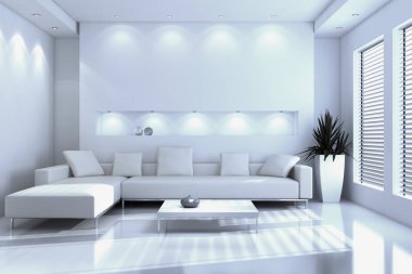 modern parlak iç mekan 3D resimleme