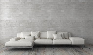 modern parlak iç mekan 3D resimleme