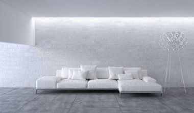 modern parlak iç mekan 3D resimleme