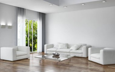 modern parlak iç mekan 3D resimleme