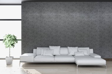 modern parlak iç mekan 3D resimleme