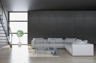 modern parlak iç mekan 3D resimleme