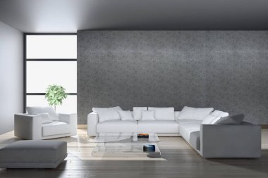 modern parlak iç mekan 3D resimleme