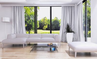 modern parlak iç mekan 3D resimleme