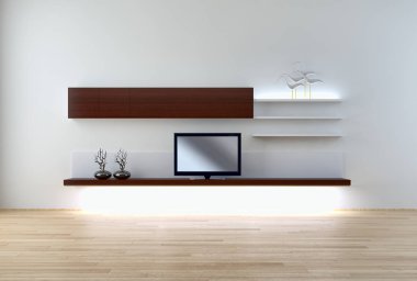 modern parlak iç mekan 3D resimleme