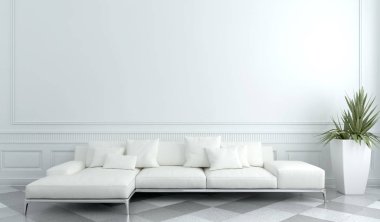 modern parlak iç mekan 3D resimleme