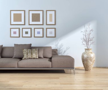 modern parlak iç mekan 3D resimleme