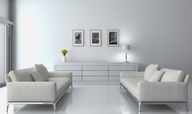 modern parlak iç mekan 3D resimleme