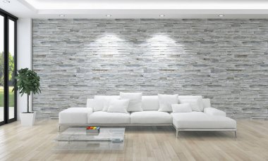 modern parlak iç mekan 3D resimleme