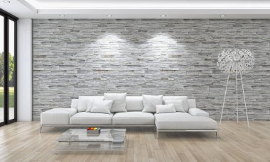 modern parlak iç mekan 3D resimleme