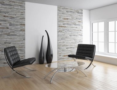 modern parlak iç mekan 3D resimleme