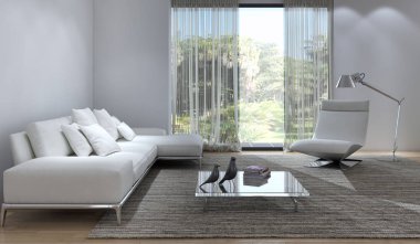 modern parlak iç mekan 3D resimleme