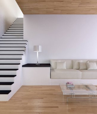 modern parlak iç mekan 3D resimleme