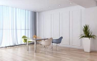 modern parlak iç mekan 3D resimleme