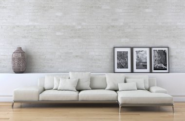 modern parlak iç mekan 3D resimleme