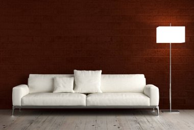 modern parlak iç mekan 3D resimleme