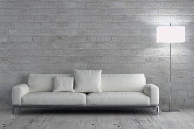 modern parlak iç mekan 3D resimleme