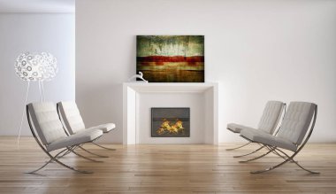 modern parlak iç mekan 3D resimleme