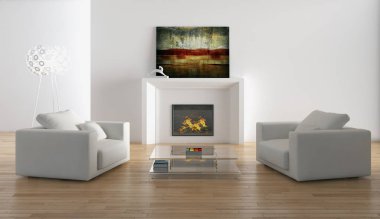 modern parlak iç mekan 3D resimleme