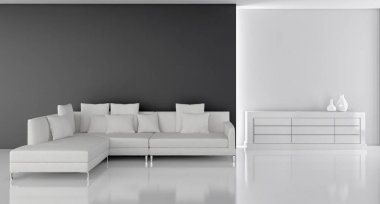 modern parlak iç mekan 3D resimleme