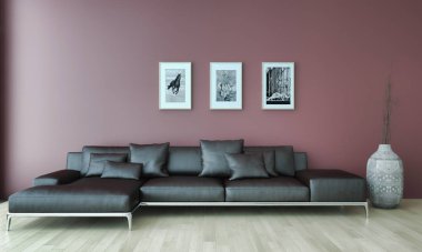 modern parlak iç mekan 3D resimleme