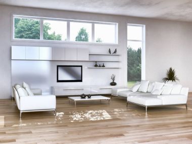 modern parlak iç mekan 3D resimleme