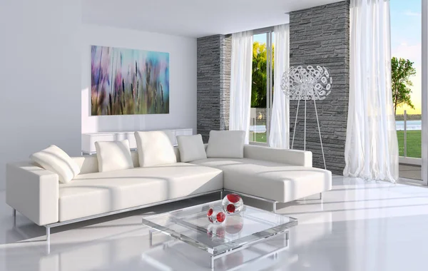 Modern helder interieur 3d rendering illustratie — Stockfoto