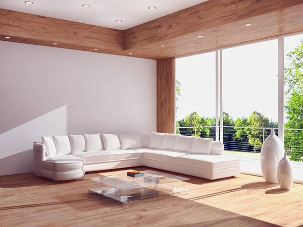 Ilustrasi render 3d interior terang modern — Stok Foto