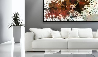 modern parlak iç mekan 3D resimleme