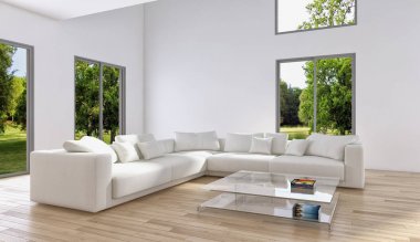 modern parlak iç mekan 3D resimleme