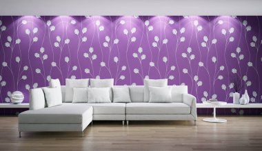 modern parlak iç mekan 3D resimleme