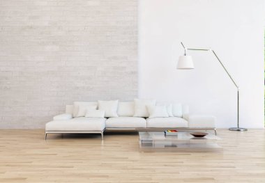 modern parlak iç mekan 3D resimleme