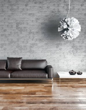 modern parlak iç mekan 3D resimleme