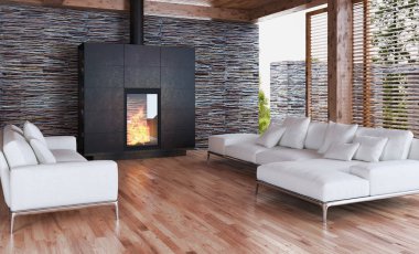 modern parlak iç mekan 3D resimleme