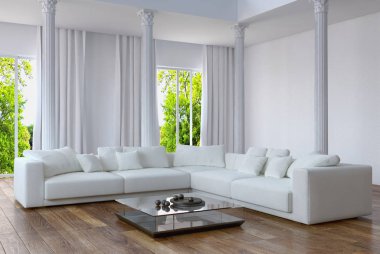 modern parlak iç mekan 3D resimleme