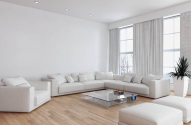 modern parlak iç mekan 3D resimleme