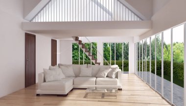 modern parlak iç mekan 3D resimleme