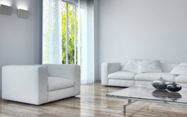 modern parlak iç mekan 3D resimleme