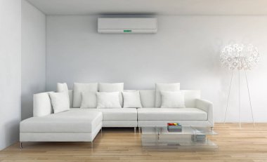 modern parlak iç mekan 3D resimleme