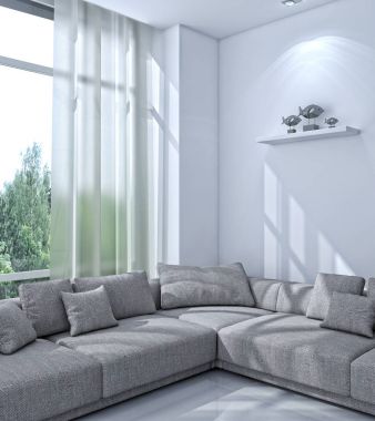 modern parlak iç mekan 3D resimleme