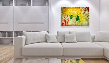 modern parlak iç mekan 3D resimleme