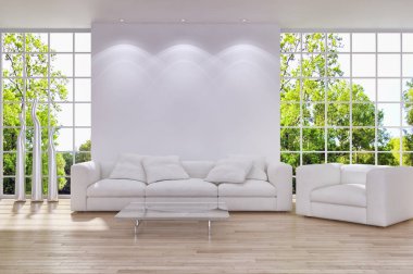 modern parlak iç mekan 3D resimleme