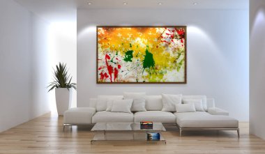 modern parlak iç mekan 3D resimleme