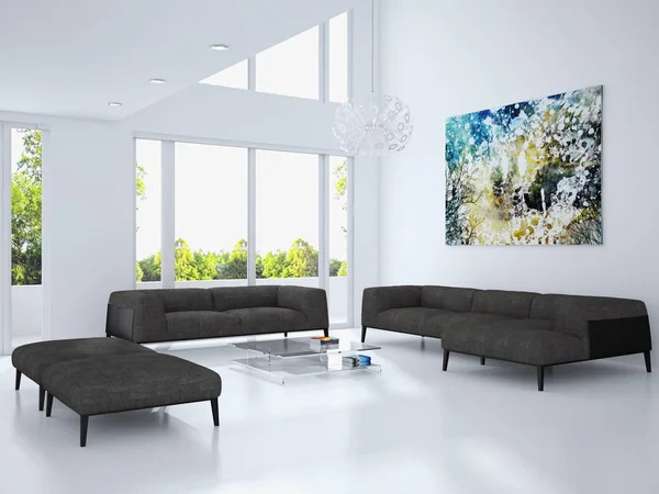 Moderno interiores brilhantes 3d renderização ilustração — Fotografia de Stock