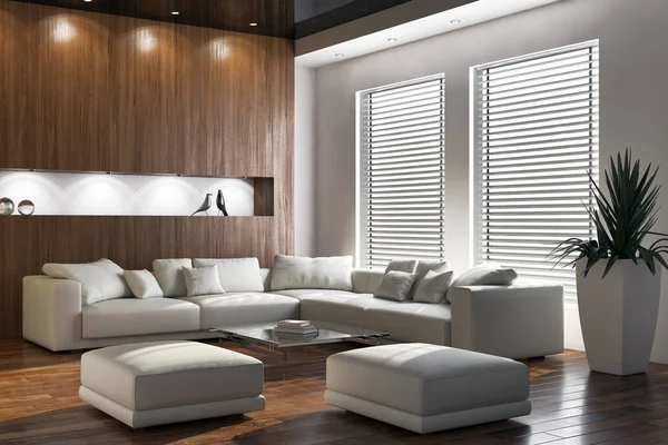 modern parlak iç mekan 3D resimleme