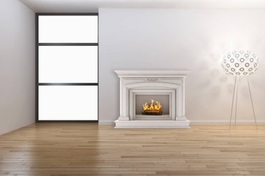 modern parlak iç mekan 3D resimleme